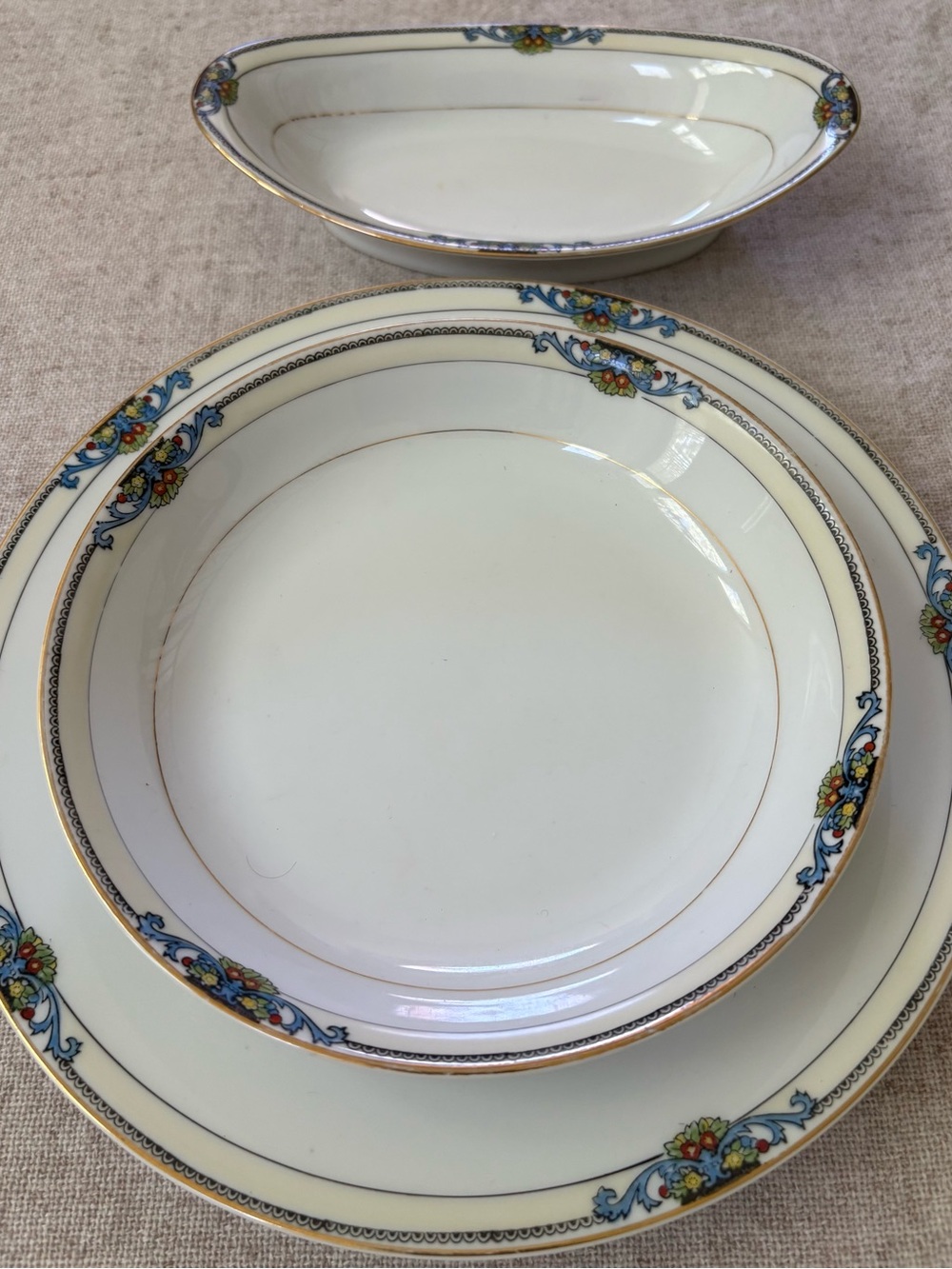 3 PC Noritake Floral Trim White Porcelain Dishes.